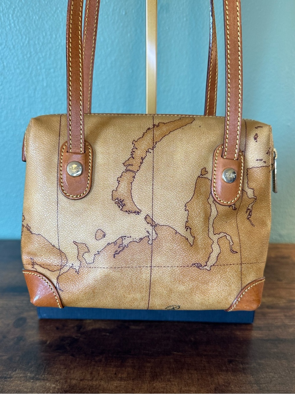 Alviero Martini Prima Classe Geo Map Shoulder Bag Vintage Y2K